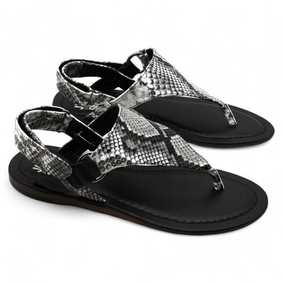 Grace Womens Faux Leather Snake Print Thong Sandals - Picture 1 of 7